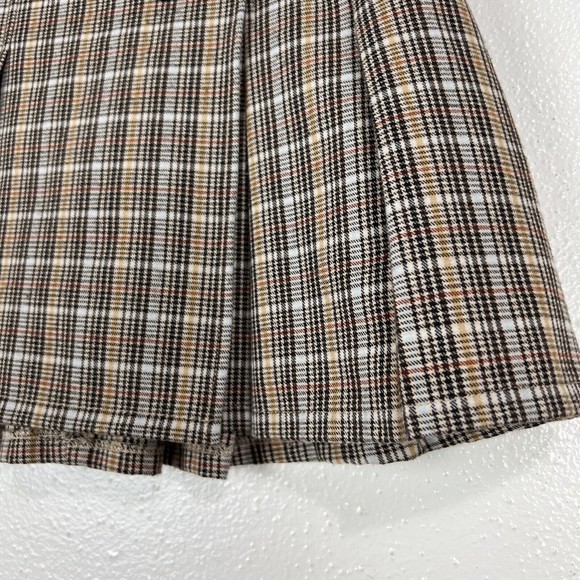 Katie J NYC Skirt Youth Medium Brown Plaid School Girl Pleated Mini A-Line Kids - Picture 6 of 12